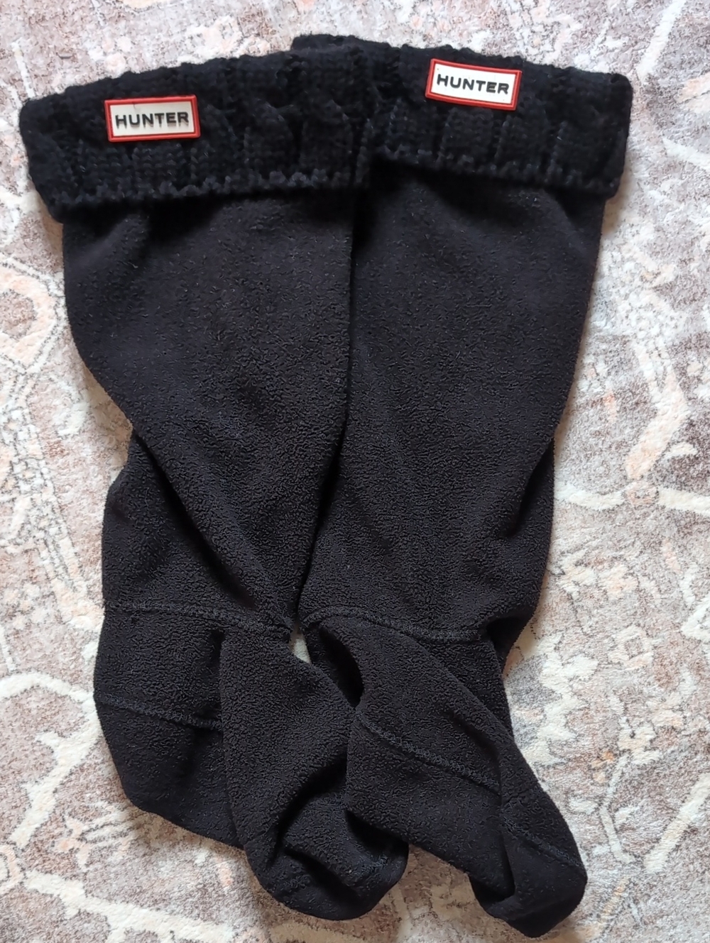 Hunter Black Fleece Boot Socks with Branded Cuff